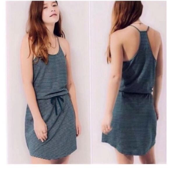 Lou & Gray green linen blend striped racerback dress size small - Picture 1 of 6